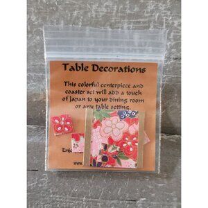 Miniature Japanese Table Decorations - Centerpiece & Coaster Set - Floral Design